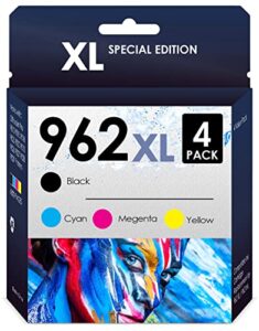 5-star compatible ink cartridge replacement for hp 962 xl / 962 ink. works well with officejet pro 9018 9010 9012 9015 9020 9025 9026 9027 printers. 2 pack (black)