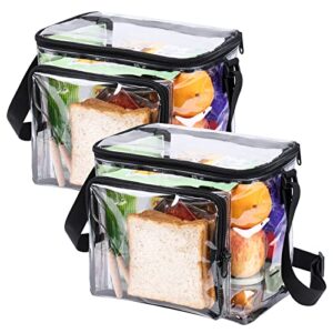 bormelun 2pack clear lunch bag for work correctional officers - plastic transparent lunch tote stadium bags see through womem and men,10.6x8.6x6 inch