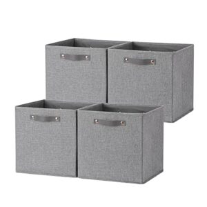 dullemelo 11 cube storage bins, closet storage and toy box for home, fabric cube storage bins with handles for storage clothes, toys, books, decorative storage boxes for shelves office closet,grey