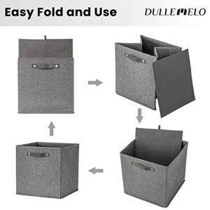 DULLEMELO Cube Storage Bins 13 inch, Set of 4 Fabric Storage Cubes Large Fabric Storage Bins for Office Home Shelves Bedroom Playroom, Grey