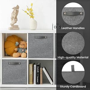 DULLEMELO Cube Storage Bins 13 inch, Set of 4 Fabric Storage Cubes Large Fabric Storage Bins for Office Home Shelves Bedroom Playroom, Grey
