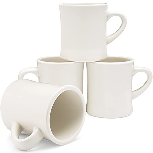 COLETTI Off White Coffee Mugs Set Of 4 – Diner Coffee Mug 11 oz – Mug Set, Stoneware Coffee Mugs, Coffee Cups Ceramic – Diner Coffee Mugs Heavy Retro Style – Dishwasher & Microwave Safe