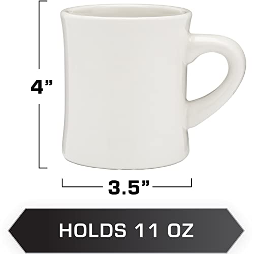 COLETTI Off White Coffee Mugs Set Of 4 – Diner Coffee Mug 11 oz – Mug Set, Stoneware Coffee Mugs, Coffee Cups Ceramic – Diner Coffee Mugs Heavy Retro Style – Dishwasher & Microwave Safe