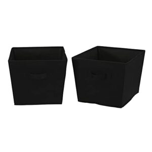 household essentials black linen medium fabric storage bins 2 pack