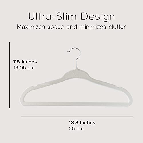 Sleek Pick Premium Children Hangers Velvet Ivory, 70 Pack,7.9 x 13.8” Non-Slip Felt Hangers, Heavy Duty Ultra Slim Kids PreTeen Hangers, Space-Saving Hangers 360 Hooks, Contoured Notched Shoulders