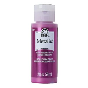 folkart metallic acrylic craft paint, sparkling fuschia 2 fl oz premium metallic finish paint, perfect for easy to apply diy arts and crafts, 36272