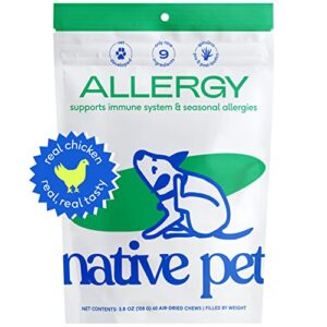 native pet dog allergy chews – natural dog skin allergies treatment – anti itch for dogs allergy relief – dog probiotics for itchy skin - 60 chews