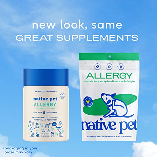 Native Pet Dog Allergy Chews – Natural Dog Skin Allergies Treatment – Anti Itch for Dogs Allergy Relief – Dog Probiotics for Itchy Skin - 60 Chews