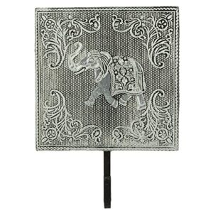 village gift importers silver- tone wall hooks | sitting ganesha | elephant | great organization tool for hats, scarves, leashes, coats, umbrellas, jewelry| unique home décor (elephant)