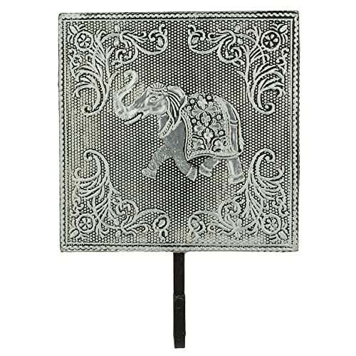 VILLAGE GIFT IMPORTERS Silver- Tone Wall Hooks | Sitting Ganesha | Elephant | Great Organization Tool for Hats, Scarves, leashes, Coats, Umbrellas, Jewelry| Unique Home décor (Elephant)