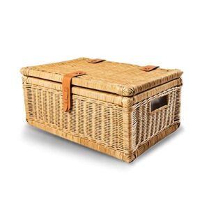 the basket lady covered wicker storage basket, large, 20 in l x 14 in w x 8 in h, sandstone