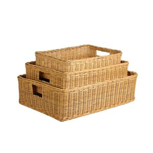 The Basket Lady Under The Bed/Basic Wicker Storage Basket, Medium, 20 in L x 14.5 in W x 6 in H, Sandstone