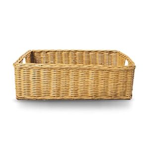 The Basket Lady Under The Bed/Basic Wicker Storage Basket, Medium, 20 in L x 14.5 in W x 6 in H, Sandstone