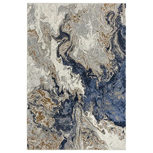 LUXE WEAVERS Marble Swirl Abstract Area Rug, Blue 8x10