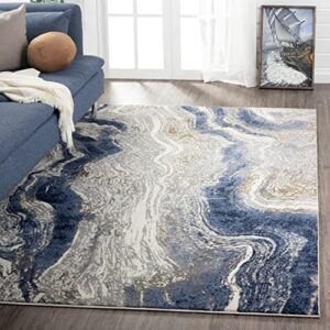 luxe weavers marble abstract area rug, blue 8x10