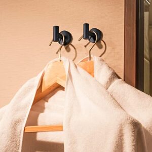 Towel Hooks Bathroom Hook Wall Towel Hooks, Stainless Steel Heavy Duty Door Hanger Towel Robe Clothes Cabinet Closet Hook for Bathroom Kitchen Garage Home Hotel, 2 Pack, Black