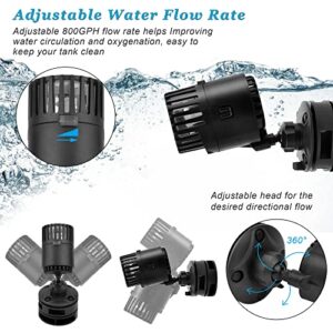 DOMICA Aquarium Wave Maker Power Head with Magnetic Mount Suction 800GPH, Fresh or Saltwater Tank Circulation Pump for Under 20 Gallon Fish Tank 3W