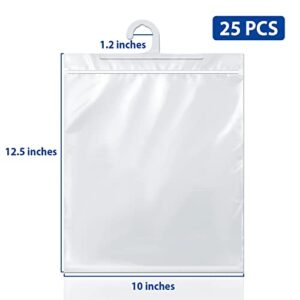 24 Pack Hanging Storage Bags, Large Hook 10 x 12.5-inch Clear Plastic Bags for Classroom, Library, and Pharmacy Use