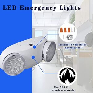 LED Emergency Light with Two Adjustable Heads, Commercial Emergency Exit Lighting, Battery Backup for Emergency Light, AC 120-277V, UL Listed