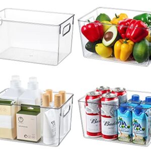 Set Of 4 Refrigerator Pantry Organizer Bins for Home and Kitchen - Clear, BPA Free