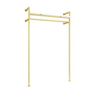 furvokia creative wall mounted 1 tier clothes display rack,clothing retail store floor-standing garment rack,organization clothing metal hanging rod,storage shoes bags shelf (47.2" l, gold a)