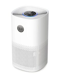 air purifiers for bedroom large room, true hepa h13 air purifier filter eliminates dust allergens pollen pet dander, portable air cleaner with air quality sensor, auto mode, timer, white (pe-ap005)