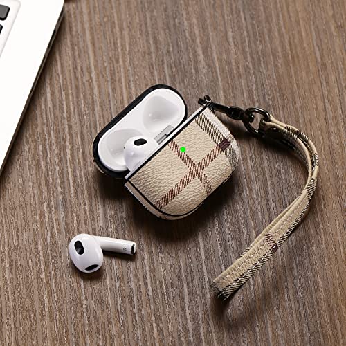 AirPods 3rd Generation Case ， Leather AirPods 3rd Case for Apple AirPods 3rd，AirPods 3 Luxury case, with Wrist Strap and Keychain, for Apple AirPods 3rd Generation 2021,(Eco-Friendly Leather)