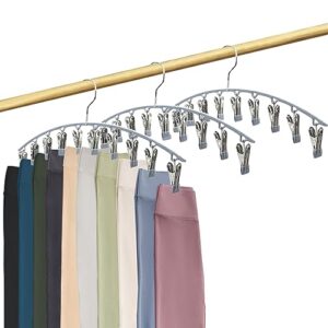 pant hangers with clips, 20 pack metal pants hangers space saving skirt hangers for women, non slip adjustable heavy duty clip hangers for pants, jeans, trousers, skirts, shorts, socks