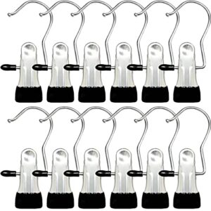 boot hangers for closet, 12 pack hanging clips hook clothes pins for laundry, hanger clips towel clips boot organizer for home and travel, clothespins clip hangers for pants hats socks gloves