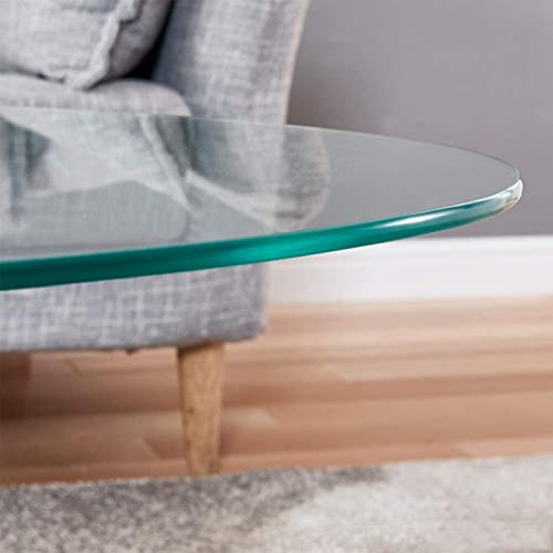 KDLKCT6 Tempered Glass Table Top, Ø 15in 17in 25in 27in 29in 31in, Polished Edge Round Glass Table Top, with Non-Slip Pad, Easy to Install, Protect The Original Desktop,1/3" Thick,