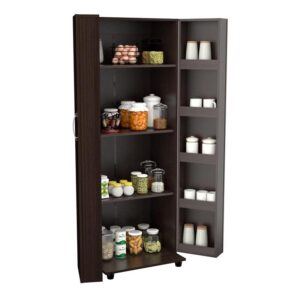 Inval 4-Shelf 2-Door Kitchen Pantry Storage Cabinet, Espresso