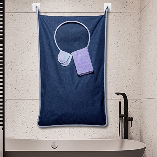 KEEPJOY XL Hanging Laundry Hamper Bag, Hanging Hamper with 2 Strong Hooks for Dirty clothes Door Hanging Laundry bag Large Size 36X22 inch (Blue-1Pack)