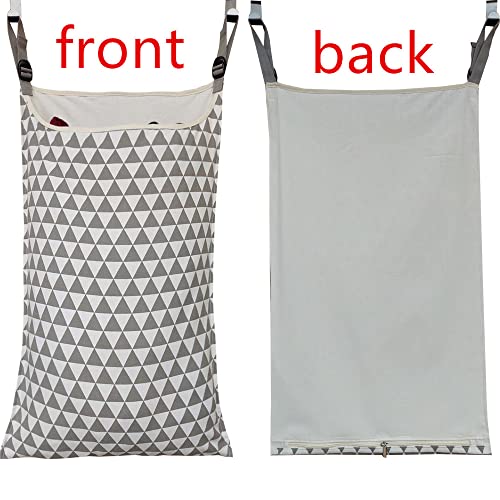 HDHYK Adjustable Space Saving Door Hanging Laundry Hamper Bag with Over Door Hooks for Dirty Laundry