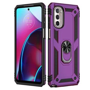 PUSHIMEI for Moto G Stylus 5G 2022 Case with Screen Protector [Military Grade 16ft. Drop Tested] Magnetic Ring Holder Kickstand Protective Phone Case for Motorola Moto G Stylus 5G 2022, Purple