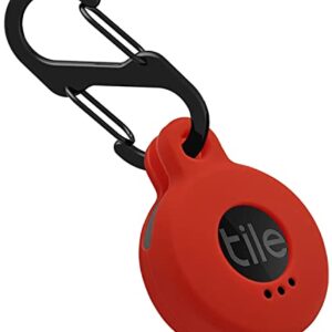 Geiomoo Silicone Case Compatible with Tile Sticker 2022, Protective Cover with Carabiner (Red)