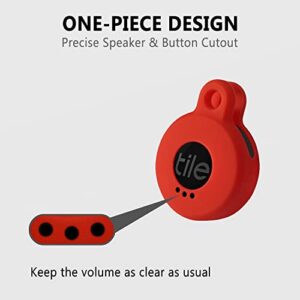 Geiomoo Silicone Case Compatible with Tile Sticker 2022, Protective Cover with Carabiner (Red)