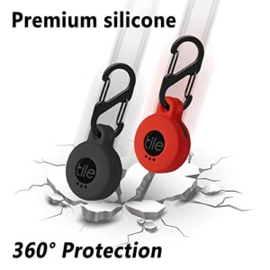 Geiomoo Silicone Cover Compatible with Tile Sticker 2022, Protective Case with Carabiner (2 Pack Red+Black)