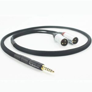 youkamoo 4.4mm to dual xlr male balanced audio headphone adapter silver plated cable 5 ft 1.5m