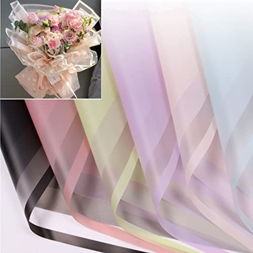 OUKEYI 30Counts /6 Colors Gold Edge Waterproof Floral Wrapping Paper,Florist Bouquet Supplies,DIY Crafts,Gift Packaging or Gift Box PackagingPaper 22.8x22.8Inch