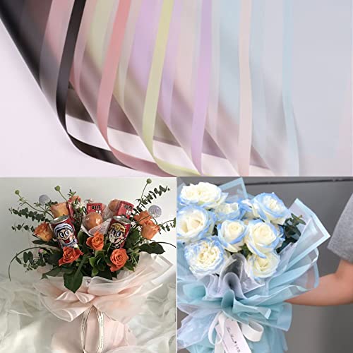 OUKEYI 30Counts /6 Colors Gold Edge Waterproof Floral Wrapping Paper,Florist Bouquet Supplies,DIY Crafts,Gift Packaging or Gift Box PackagingPaper 22.8x22.8Inch