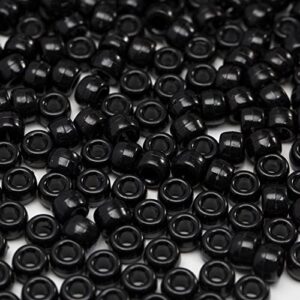 1000 pcs acrylic black pony beads 6x9mm bulk for arts craft bracelet necklace jewelry making earring hair braiding (black)