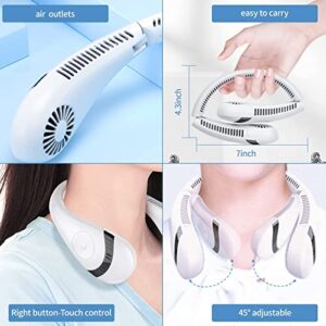 lightlux Neck Fan Portable 3-Speed Adjustable Cooling Super Quiet Personal Neck Fans Air Conditioner for men women Outdoor Traveling(folding-white)