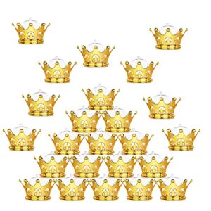 24 pcs gold crown candy boxes with dome, fillable golden decorative crown candy storage boxes for candies chocolates dessert table super cute plastic crown candy containers for baby kid party favor