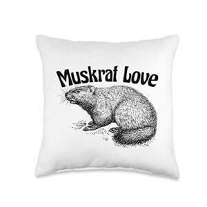 muskrat love cute and funny unusual family pet throw pillow, 16x16, multicolor