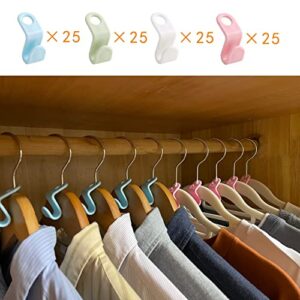 iYourHouse Clothes Hanger Connector Hooks 100pcs, Thicken Hanger Hooks for Clothes, Space Saving, Load Bearing, Cascading Closet Organization, Space Saver Hanger Organizers for Velvet and Wood Hangers