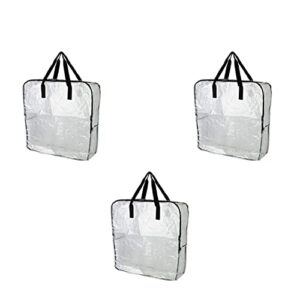 extra large clear storage bag with zippers for clothing recycling bags moisture protection bag bedroom closet heavy-duty storage tote 3 pcs