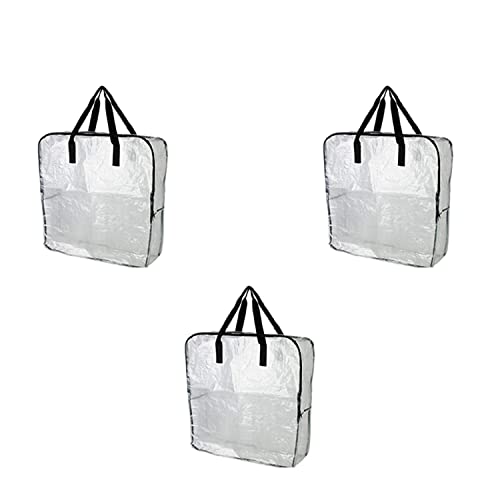 Extra Large Clear Storage Bag with Zippers for Clothing Recycling Bags Moisture Protection Bag Bedroom Closet Heavy-Duty Storage Tote 3 Pcs