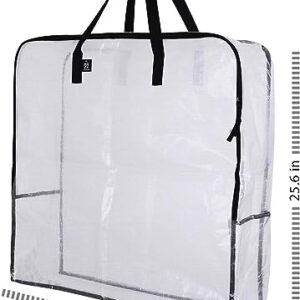 Extra Large Clear Storage Bag with Zippers for Clothing Recycling Bags Moisture Protection Bag Bedroom Closet Heavy-Duty Storage Tote 3 Pcs