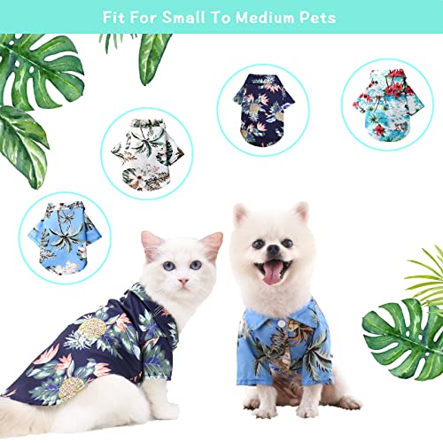 4 Pieces Pet Summer Shirts Hawaiian Style Dog T-Shirts Floral Coconut Tree Printed Puppy Shirt Summer Beach Dog Apparel Cat Outfit Shirt Breathable Pet Cool Clothes for Small to Medium Pets (XX-Large)