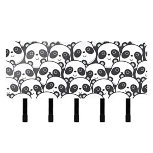 vnurnrn key holder shelf for wall (panda faces), decorative keychain hanging rack organizer wall mount adhesive or fixed by nail size 7.1×4.1×1.2 in
